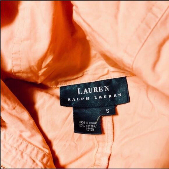 RALPH LAUREN Orange Sherbet Cinch Waist Hooded Anorak Jacket Coat S Lightweight - Picture 7 of 7